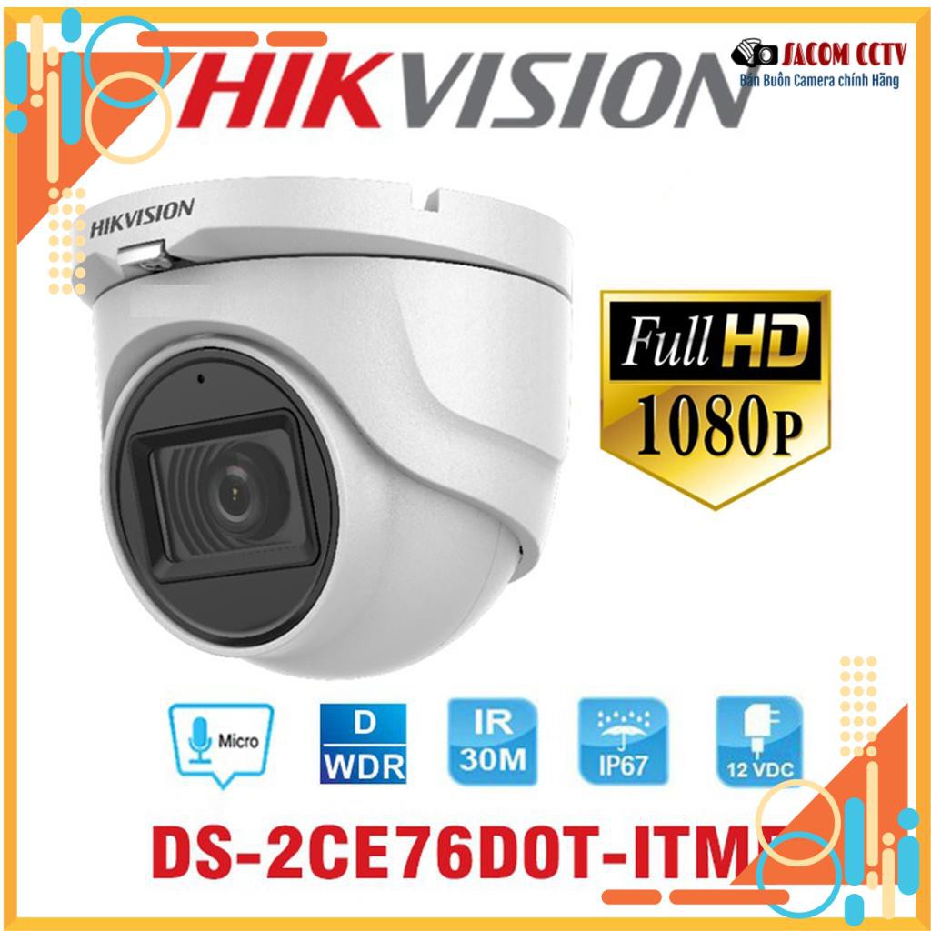 {Có Mic thu âm} Camera Hikvision chính hãng, bán cầu, hình ảnh full HD, có tích hợp Mic thu âm, vỏ kim loại