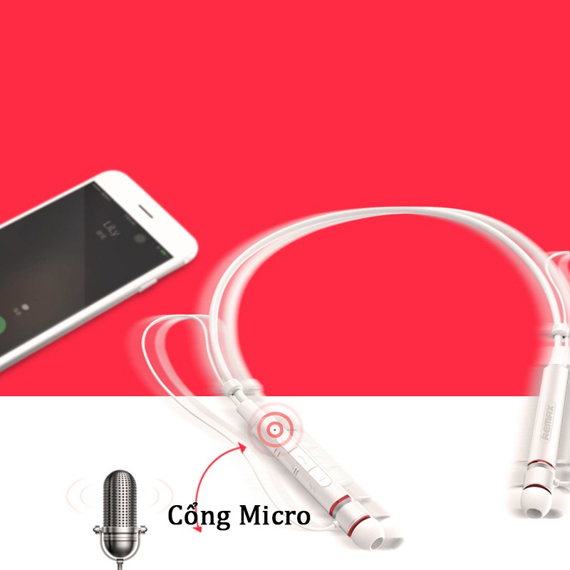 Tai nghe bluetooth Remax S6 kiểu dáng thể thao quàng cổ - Hỗ trợ micro - Điều chỉnh âm lượng chuyển bài