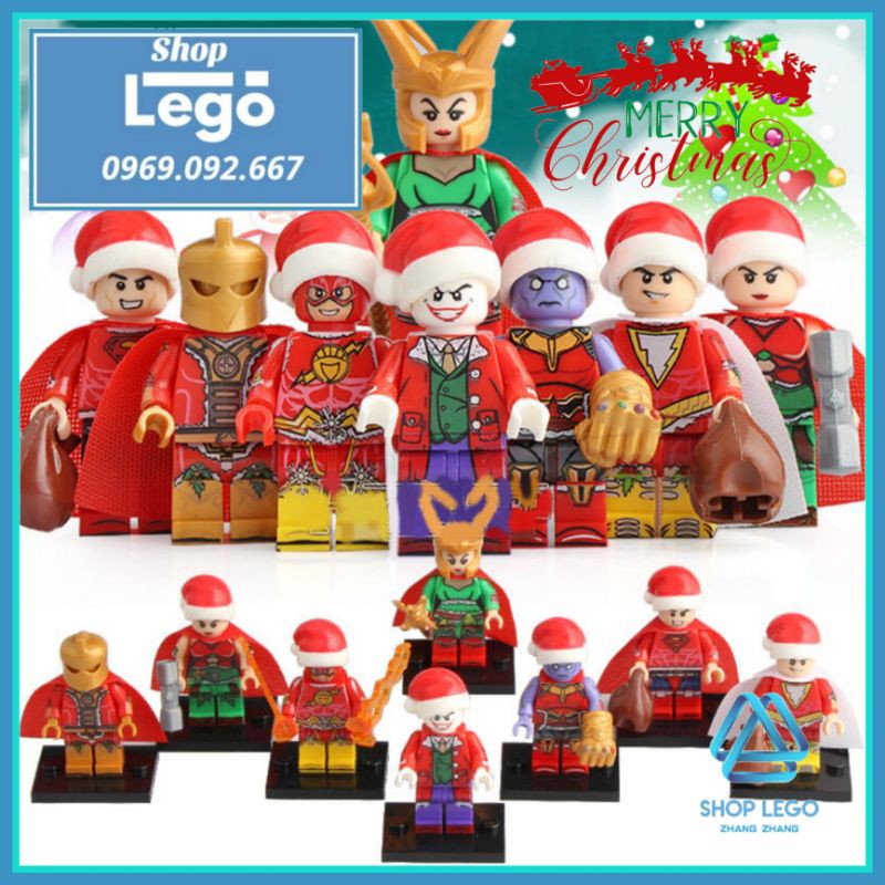 Xếp hình Giáng sinh Joker - Flash - Superman - Loki - Doctor Fate - Shazam Marry Christmas Lego Minifigures POGO PG8188