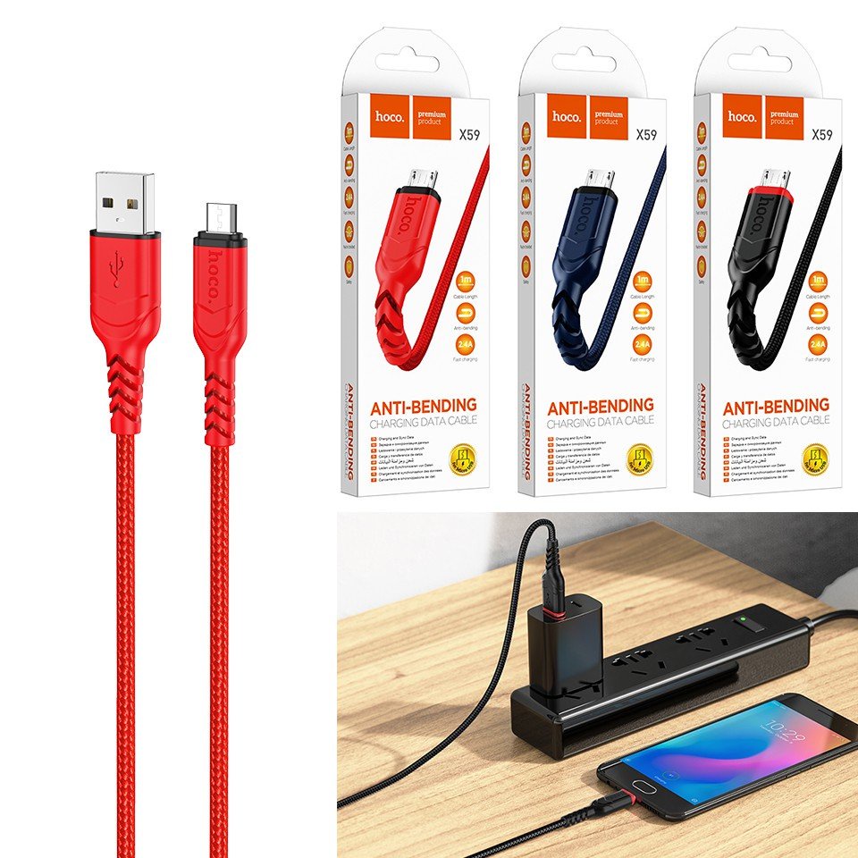 ✅Mới✅Cáp Sạc Nhanh Siêu Bền Hoco X59 Type C, Micro và truyền dữ liệu dài 1m cho tất cả thiết bị