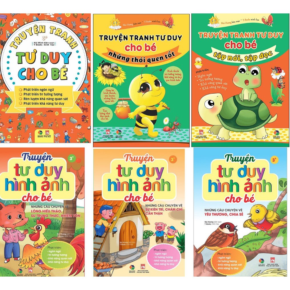 Sách - Combo 3 cuốn truyện tư duy hình ảnh cho bé + 3 Cuốn Truyên tranh tư duy cho bé ( Trọn bộ 6 Cuốn )