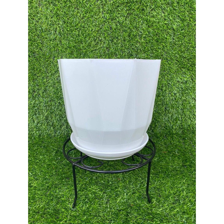 Chậu kim cương trồng hoa cây cảnh để bàn cao cấp kèm đĩa KT 21 x 18cm