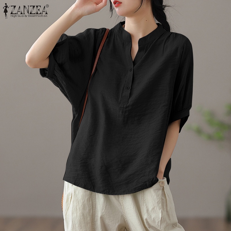 Áo sơ mi Zanzea tay lửng cổ chữ V thời trang dành cho nữ