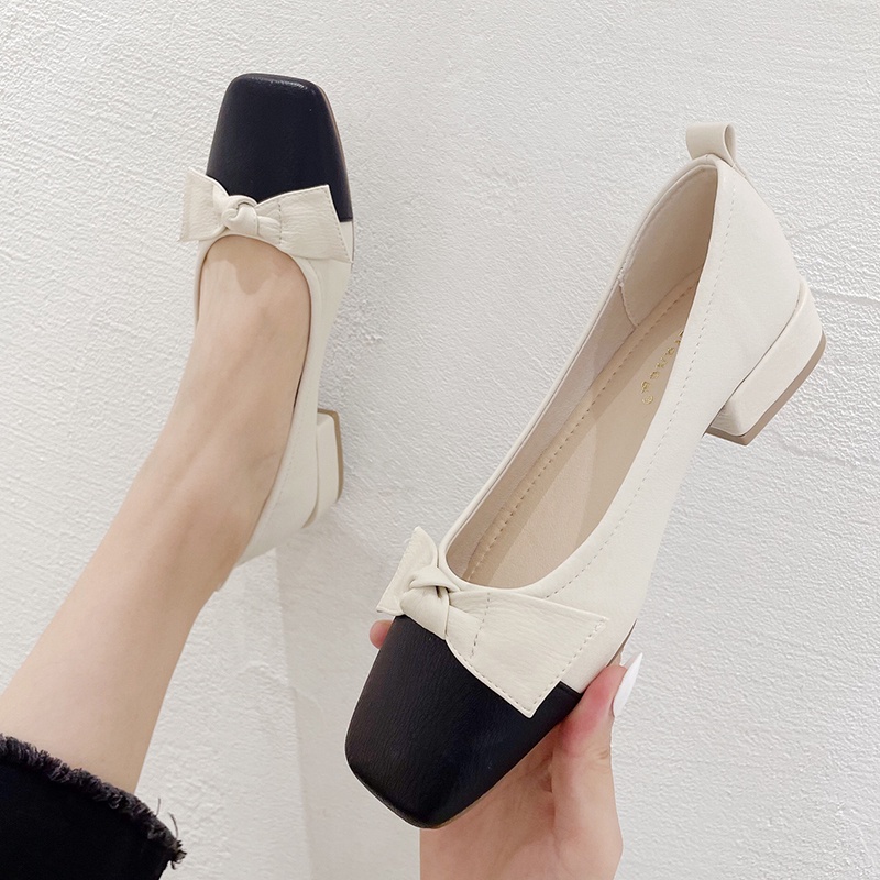Giày Búp Bê Da Đế Bằng Mũi Vuông Size 34 Thời Trang Công Sở Cho Nữ