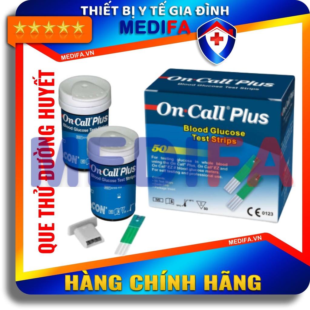 Hộp 50 que thử đường huyết On Call Plus, mỗi hộp 2 lọ 25 que thử chính hãng ACON