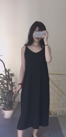 ORDER Váy 2 dây đen cotton mềm