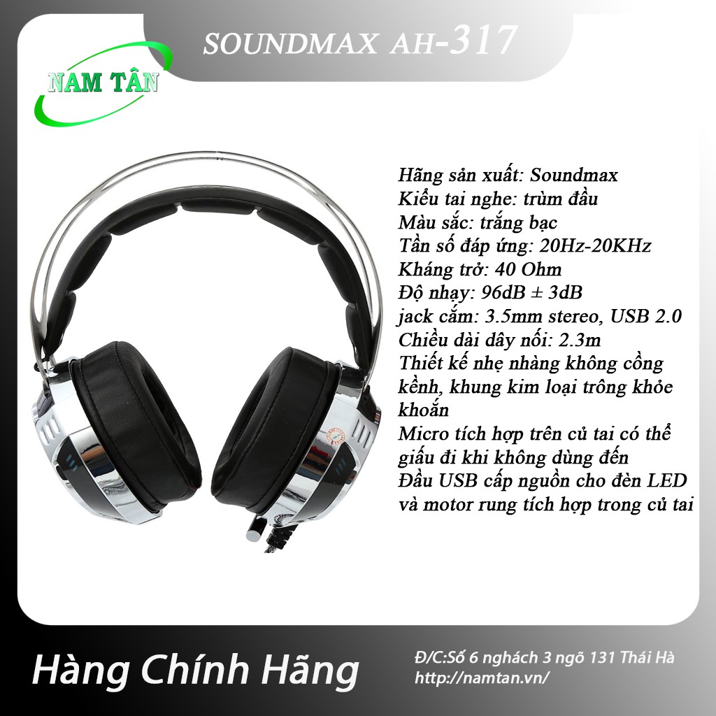 Tai nghe gamming có Bass SoundMax AH319 ( Hàng Chính Hãng )