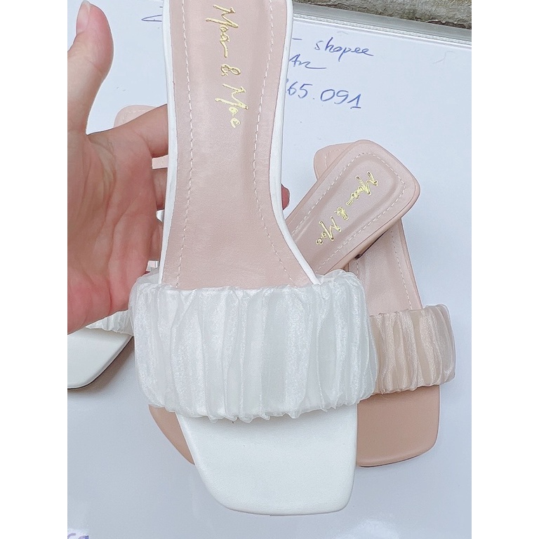 Xảkho 3ngày Guốc/ dép/ giày cao gót  lụa cát gót vuông 4 phân- hottrend siêu xinh bèo 2 lớp phối meka form chuẩn- bèo 4f