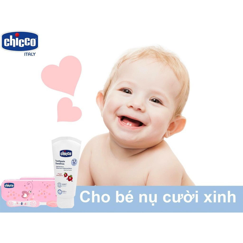 [Chính hãng] Kem Đánh Răng Hương Dâu 12M+ Chicco Nuốt Được