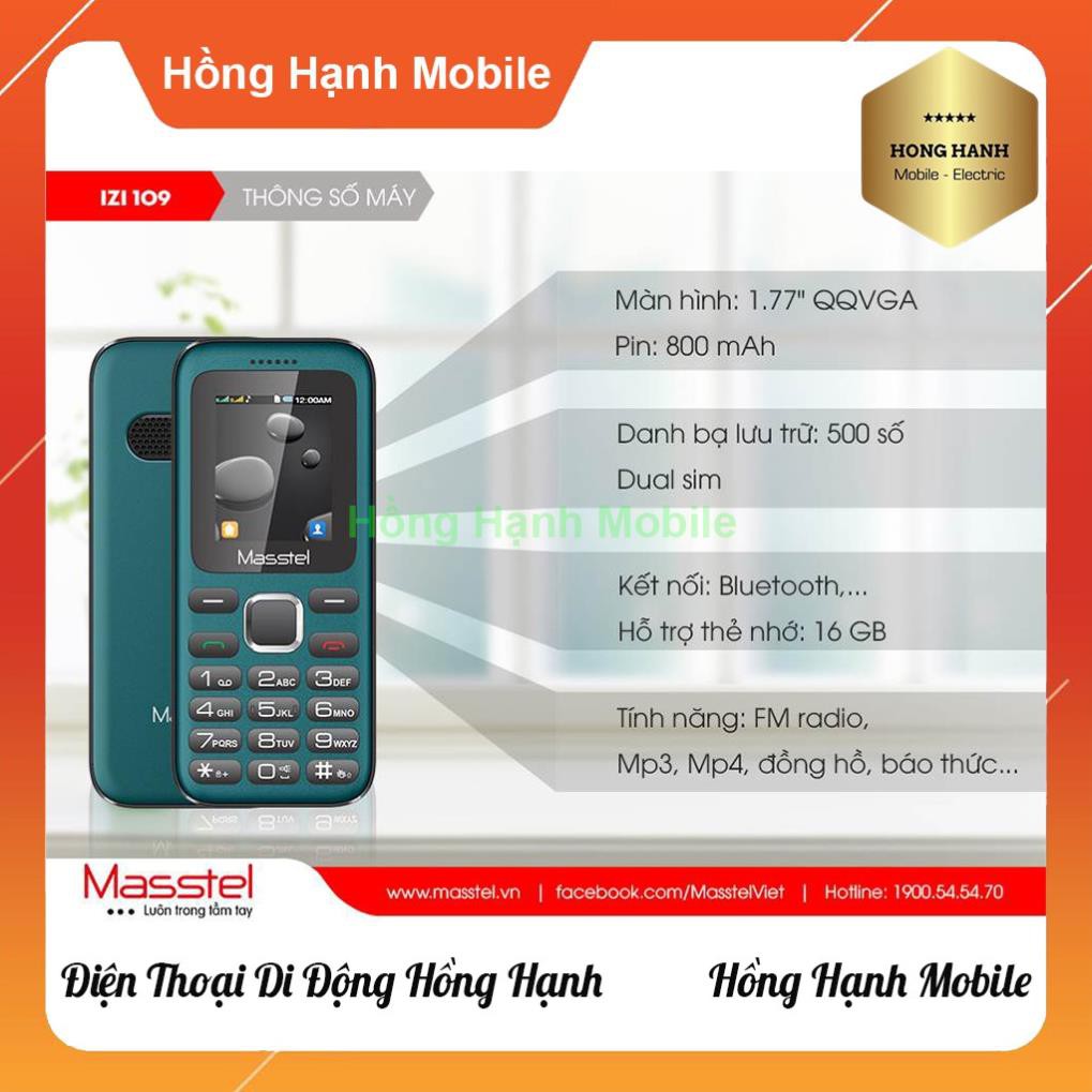 Điện Thoại Masstel iZi 109 - Hàng Chính Hãng Nguyên Seal Fullbox Mới 100% - Điện Thoại Hồng Hạnh