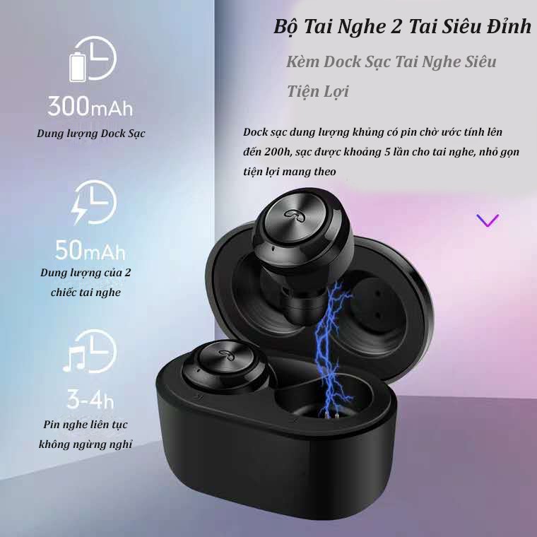 (Cao Cấp) Tai Nghe Bluetooth Liên Thông Siêu Bass Wireless A6 Không Dây - Chống Nước IP5X-Pin Khủng 100h | BigBuy360 - bigbuy360.vn
