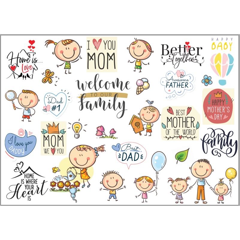 Sticker Die Cut chủ đề cưới, du lịch, động vật dễ thương, sticker giáng sinh trang trí scarpbook, hộp quà tặng