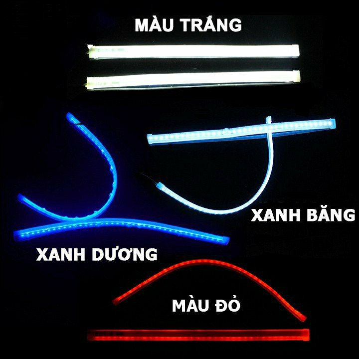 🍁HÀNG XỊN🍁 Bộ Led Dây Độ Mí Ngoài Đèn Pha Ô Tô 2 IN 1 30cm 45cm 60cm Xi Nhan Vàng Chạy Đuổi