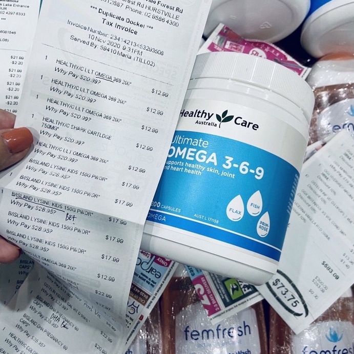 Viên Uống Omega 3-6-9 Healthy Care 200 viên chuẩn Úc