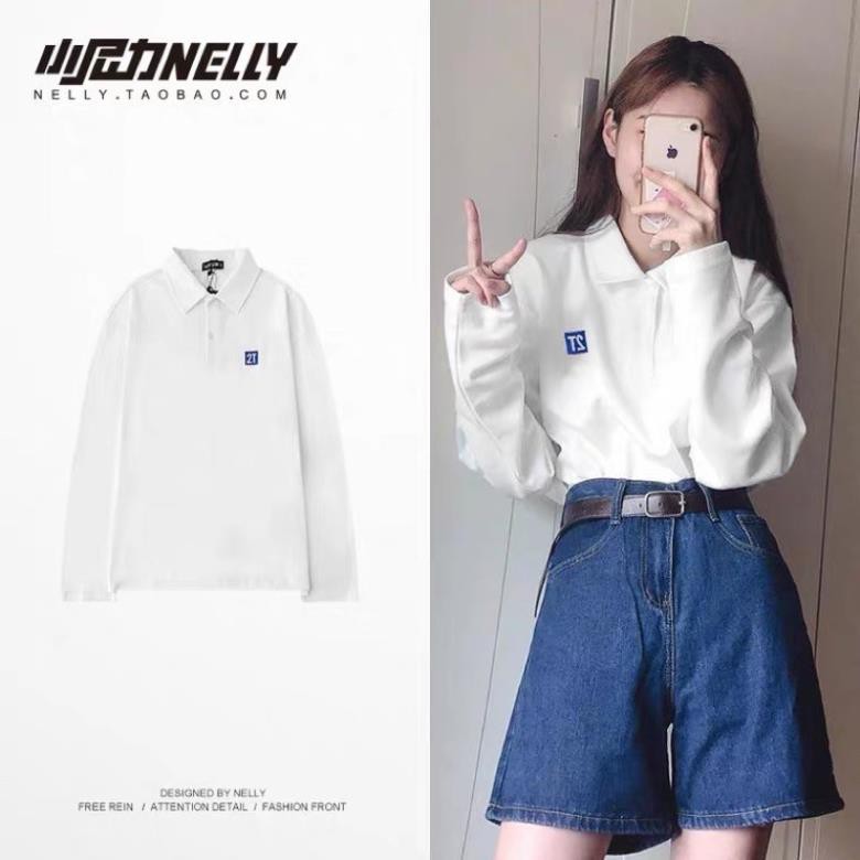 Áo polo dài tay nelly dáng unisex form rộng 2T ◦