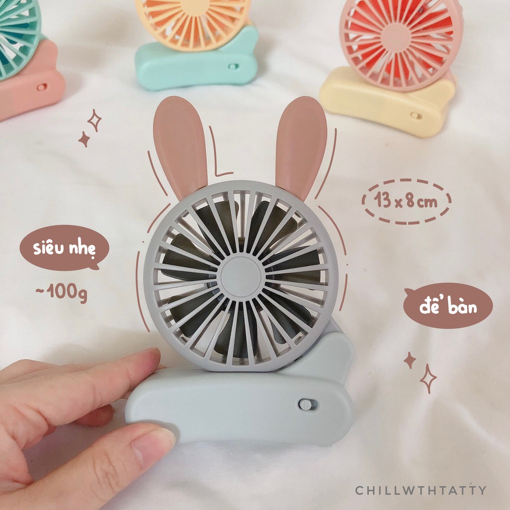 Quạt mini cầm tay, để bàn có tai thỏ dễ thương | Chillwthttatty |