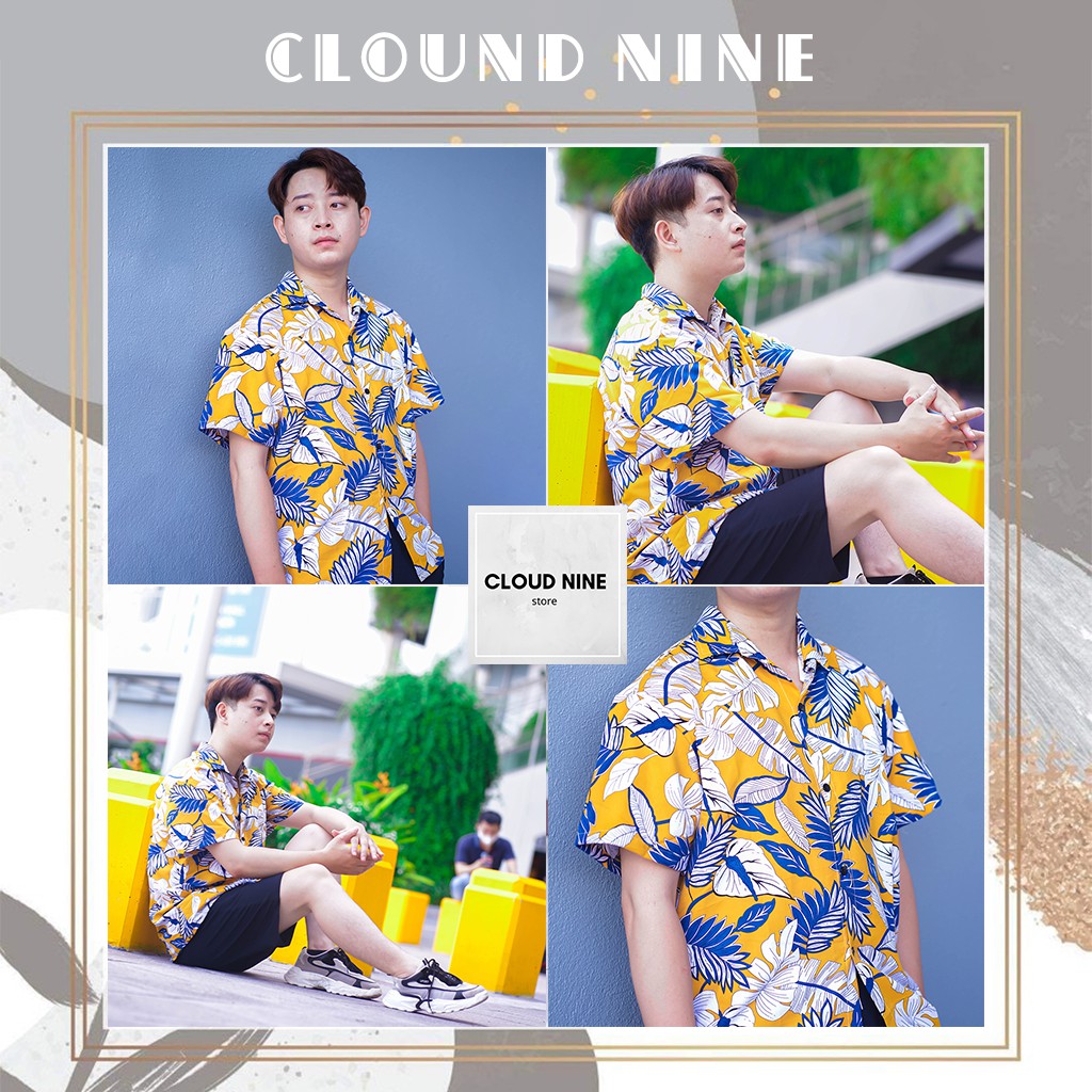 Áo sơ mi nam, áo sơ mi tay ngắn cổ bẻ Cloudnine Store chất mát form rộng phong cách biển và đường phố