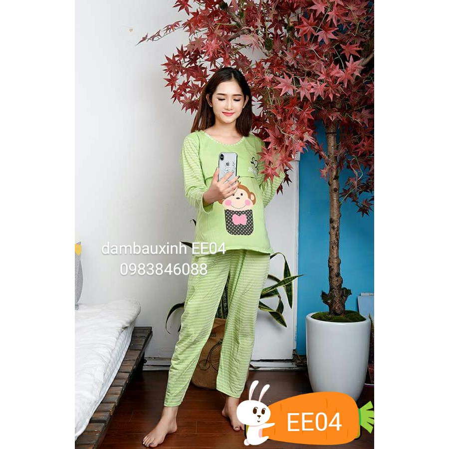 Bộ Đồ Bầu Và Sau Sinh EE1144 Chất Cotton Hình Khỉ