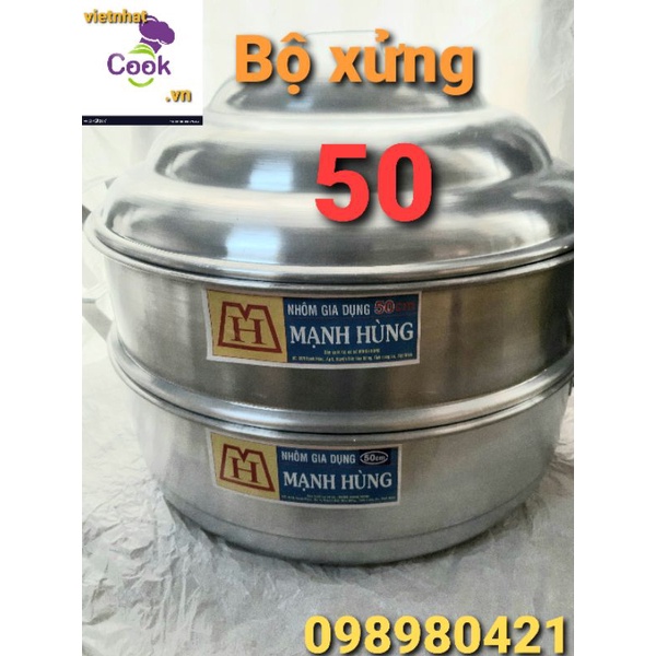 (Chính Hãng Mạnh Hùng)Bộ xửng hấp nhôm Mạnh Hùng 2 tầng size 50, xửng hấp bánh,bộ xửng hấp bánh bao,rau,củ,quả