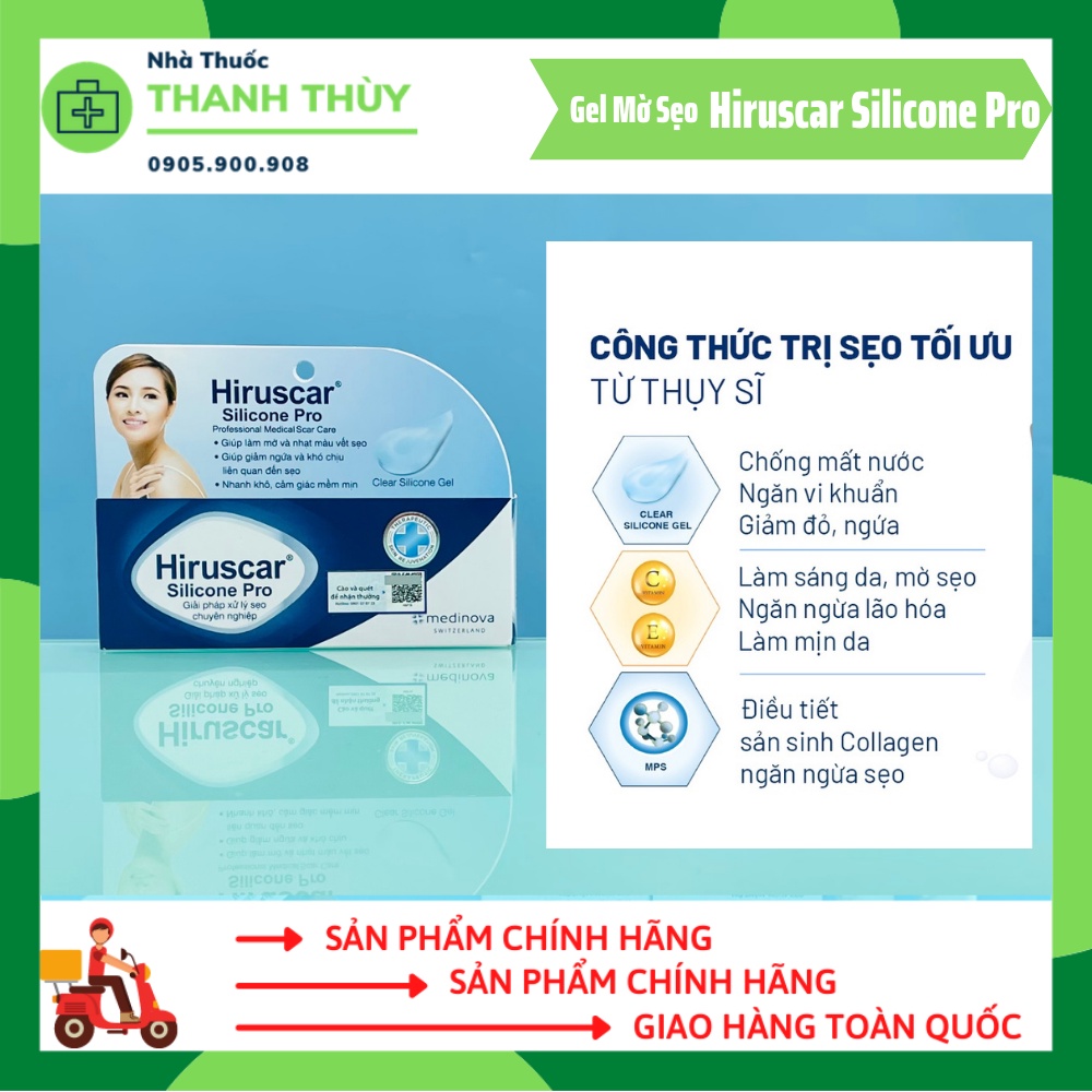 Gel Xử Lý Sẹo Mổ, To, Lồi & Phì Đại Hiruscar Silicone Pro