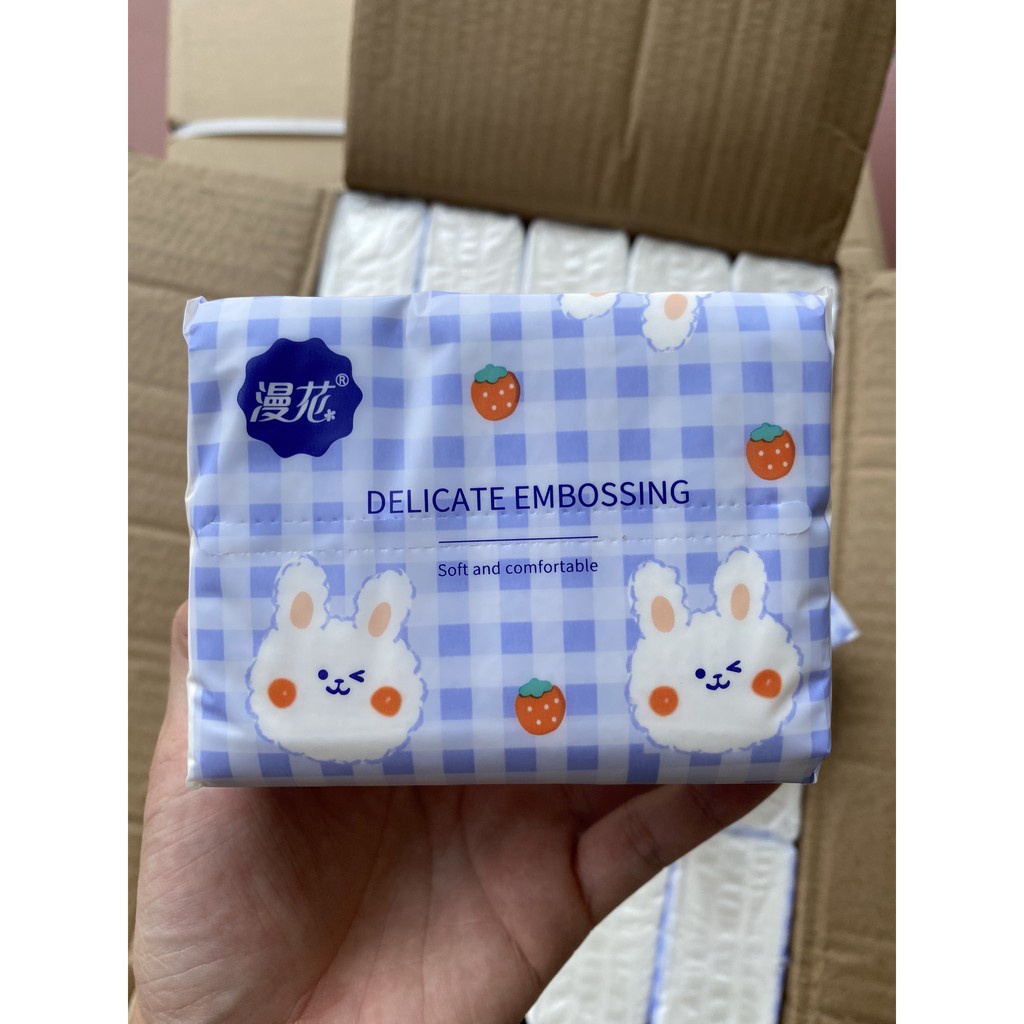 Giấy ăn cao cấp CHEERFUL nội địa Trung thùng 20 gói rút siêu dai - Thùng 40 gói Giấy Ăn Thỏ Trắng