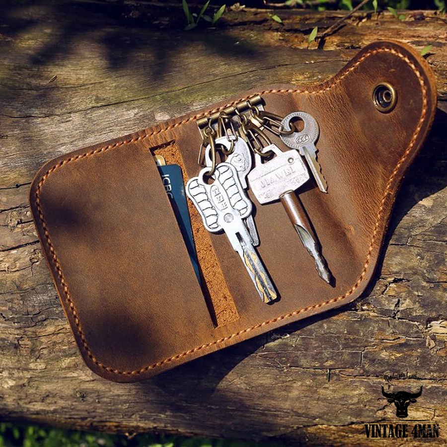Ví Da Đựng Chìa Khóa, Thẻ Card Da Bò Handmade