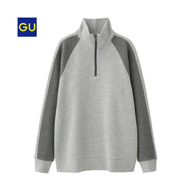Áo nỉ nữ cao cổ kéo khóa của GU - Nhật