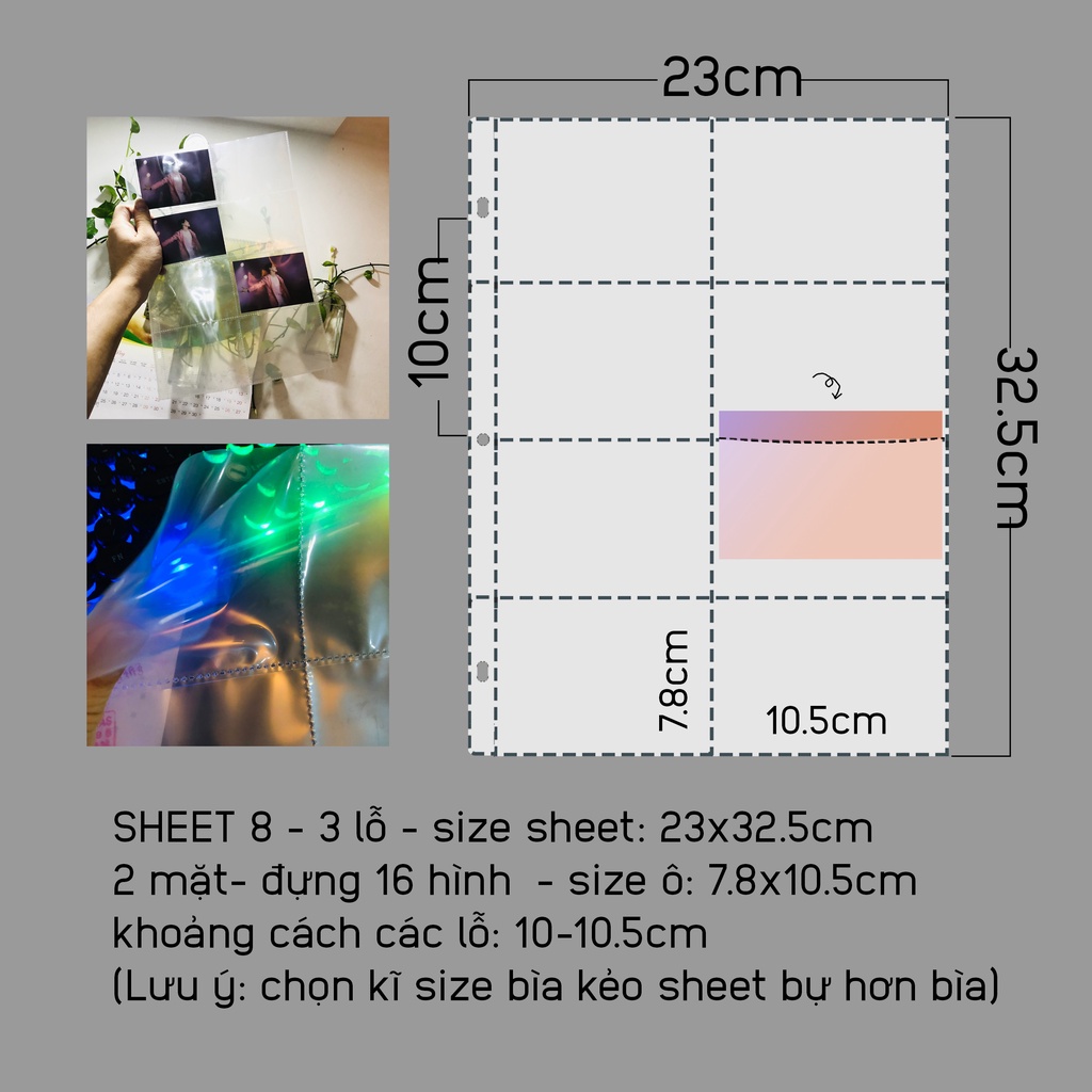 Sheet 8 ô đựng được 16 card size 7.8x10.5cm- Sheet xịn giá rẻ