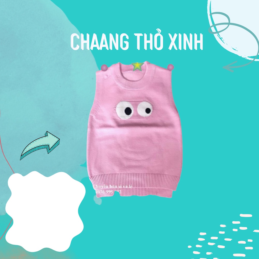 Áo Gile len hình đôi mắt cho bé gái