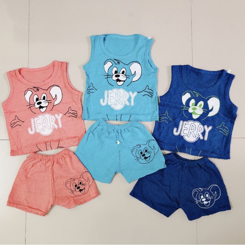 Bộ Ba Lỗ Bé Trai Bé Gái In Hình Chuột Jerry 7-18kg Cực Ngộ Nghĩnh Chất Cotton 100% Siêu Mềm Mát