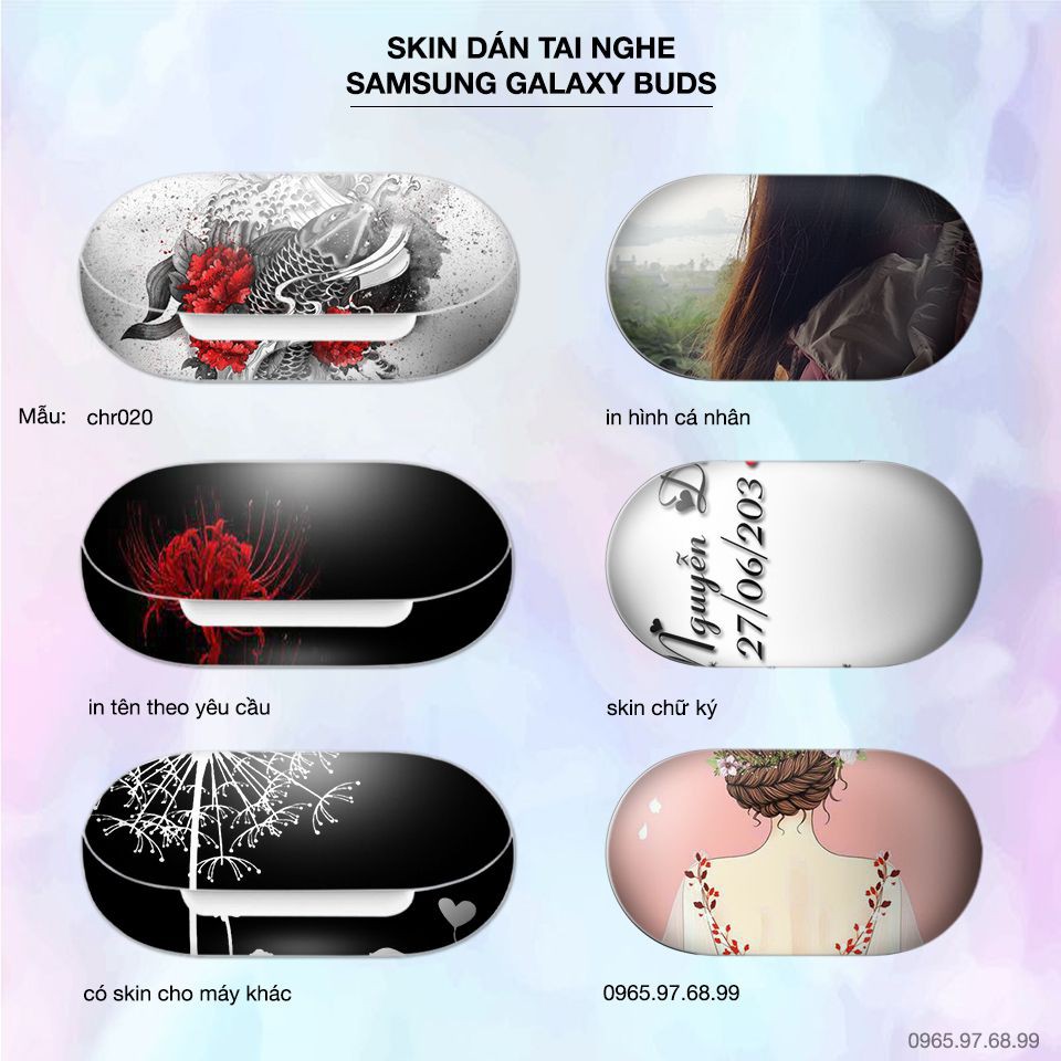 Skin dán tai nghe Samsung Galaxy Buds in hình Chép hóa rồng - CHR020