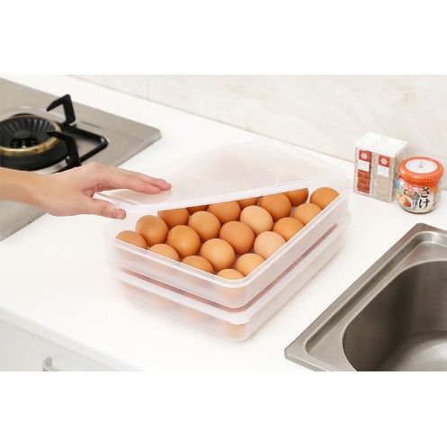 Hộp đựng trứng 24 quả trong suốt có nắp đậy tiện dụng để trong tủ lạnh