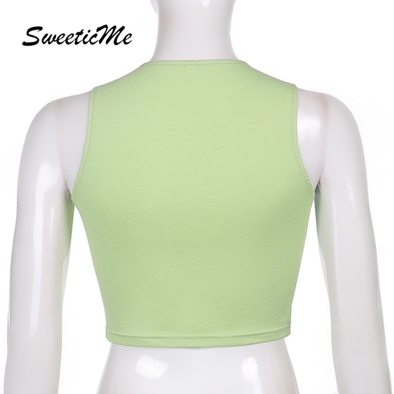 Áo Không Tay Sweeticme Cổ Tròn Phối Màu Tương Phản Mới Cho Nữ 2021 | BigBuy360 - bigbuy360.vn