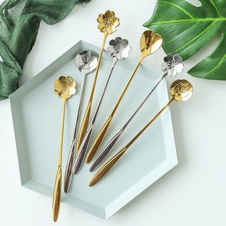 Muỗng Inox Hình Bông Hoa Dài 18cm Đẹp, Sang Dùng Cho Cà phê, Sinh Tố, Tráng Miệng