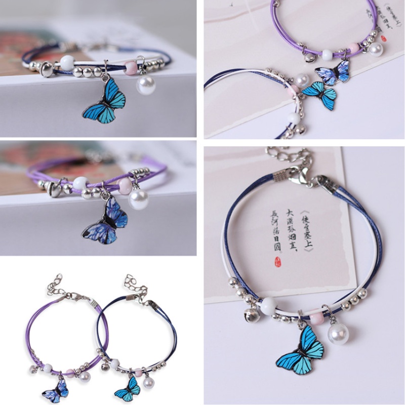 Thời Trang Vòng Đeo Tay Nhiều Tầng Họa Tiết Bướm Phong Cách Retro Cho Cặp Đôi