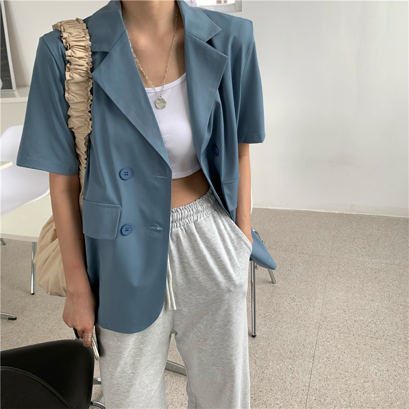 Áo blazer ngắn tay thời trang hàn quốc - áo blazer nữ tay ngắn túi hộp phong các Hàn Quốc dễ phối đồ | BigBuy360 - bigbuy360.vn