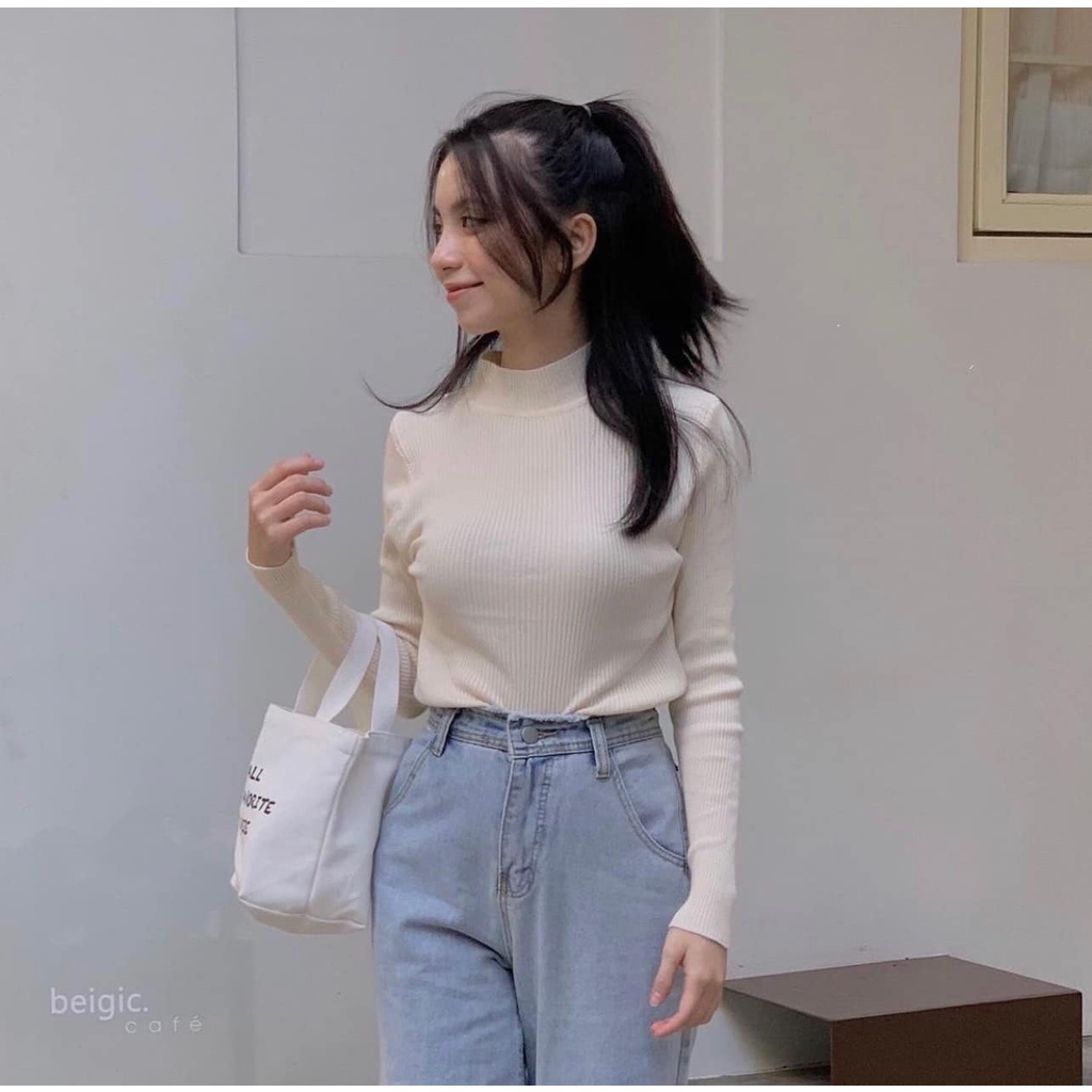 Áo len cổ trơn 3 phân quảng châu