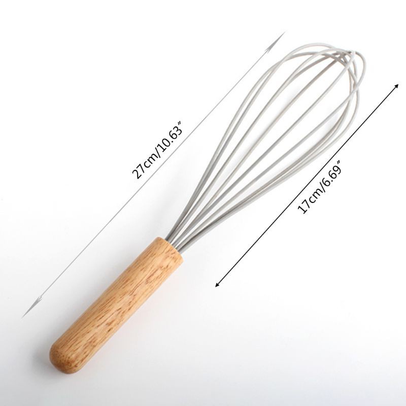 HO Stainless Steel Egg Beater Hand Mixer Cream Blender Stirring Whisk Frother Wood