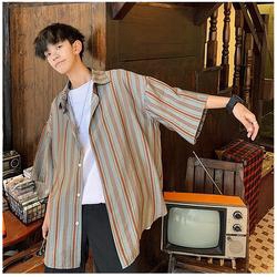 Áo Sơ Mi Nam Tay Ngắn Kẻ Sọc Phong Cách Retro Hàn Quốc | BigBuy360 - bigbuy360.vn