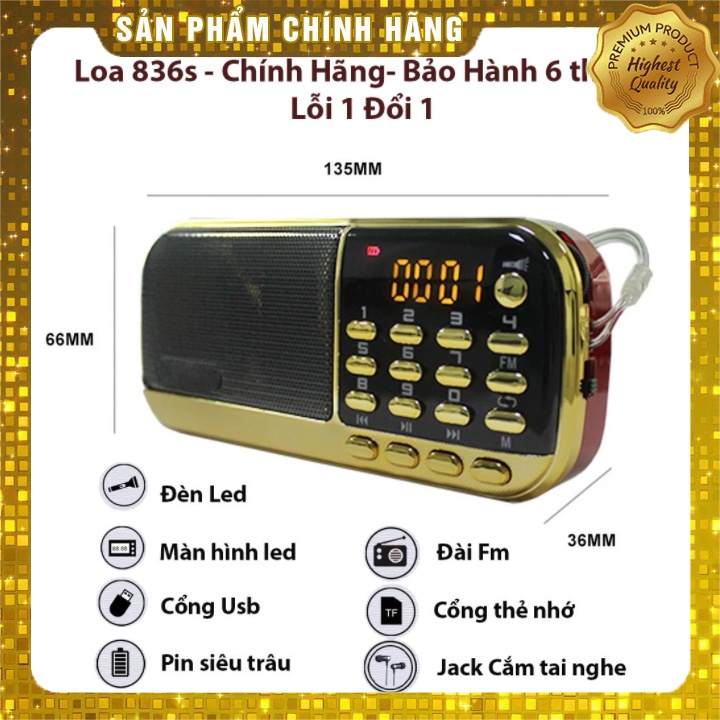 Loa Đài Craven 836s Nghe Thẻ Nhớ, USB, FM, Máy Nghe Nhạc Mini Tắm Ngôn Ngữ, Pin Siêu Trâu