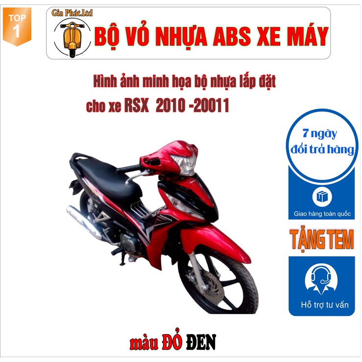Dàn áo xe WAVE RSX 110 nhựa nguyên sinh ABS cao cấp màu Đen Đỏ đời 2010 -2011 - GPP548