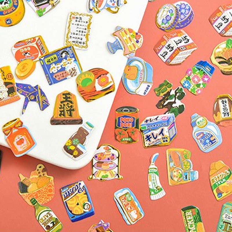 Túi hình dán sticker đồ ăn đồ dùng học tập đồ dùng gia đình