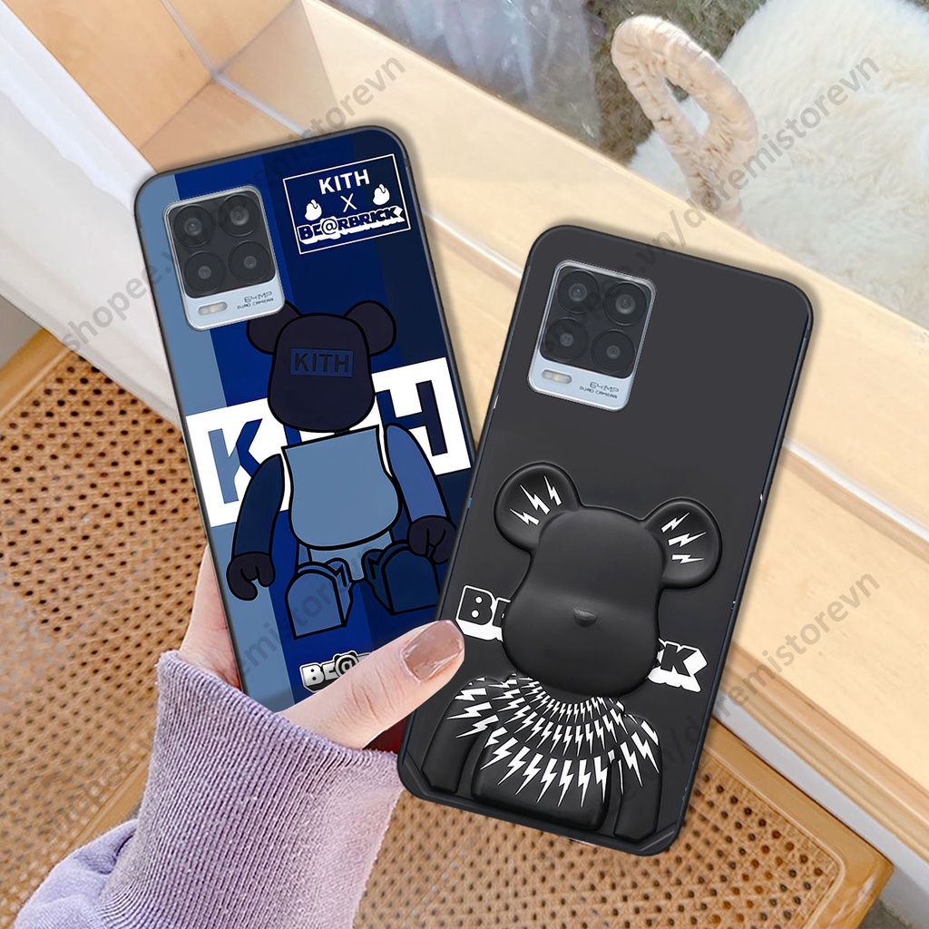 Ốp lưng Realme 8 hình kaws, kith, bear brick nổi 3D phong cách độc đáo