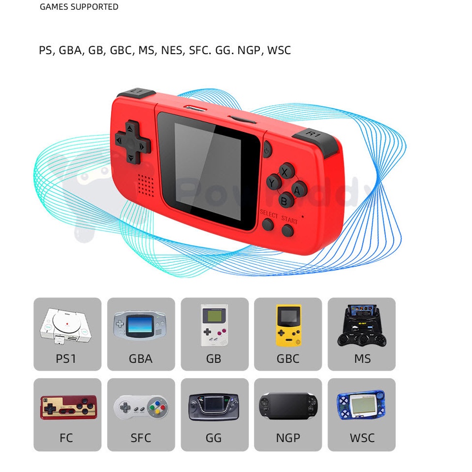 Máy chơi game siêu nhỏ Powkiddy Q36 - Thẻ nhớ 32GB - Chơi game PS1, GBA, GBC, FC, SFC, GG...