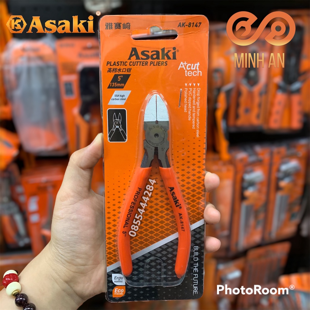 Kìm cắt 5 inch  ASAKI  AK-8147 -  Kìm Cắt Asaki AK-8147 5'' 135mm công nghệ Japan