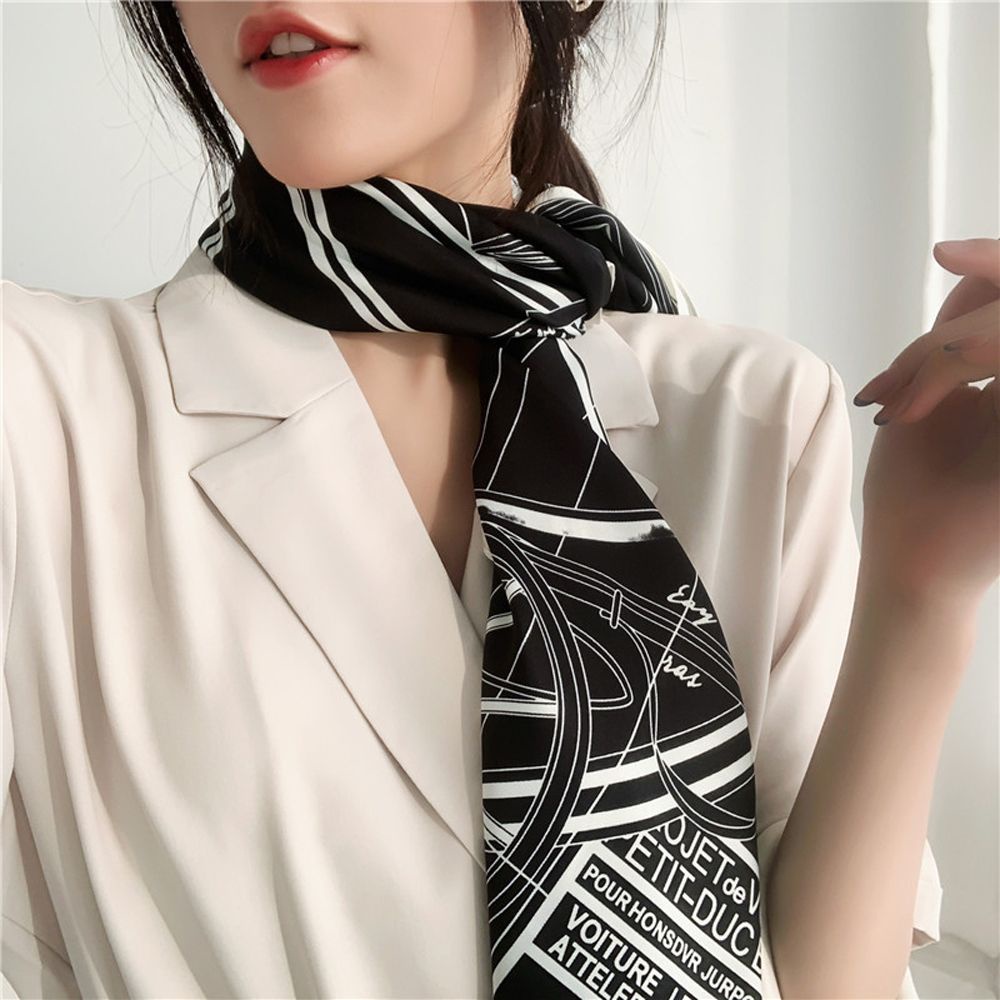 Khăn quàng cổ bằng lụa ruy băng hình vuông phong cách Hàn Quốc dùng thắt cà vạt/túi cầm tay/dây buộc tóc với nhiều màu
