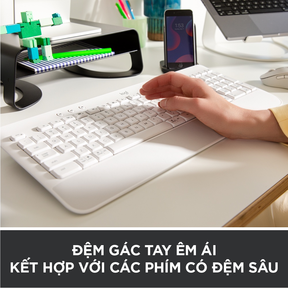 Bàn Phím Không Dây Logitech Signature K650 - Nhỏ gọn, gác tay tích hợp, tương thích Mac , Bluetooth & USB Bolt