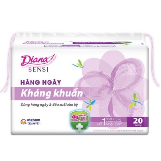 Băng Vệ Sinh Diana Hàng Ngày Sensi Kháng Khuẩn Gói 20 Miếng