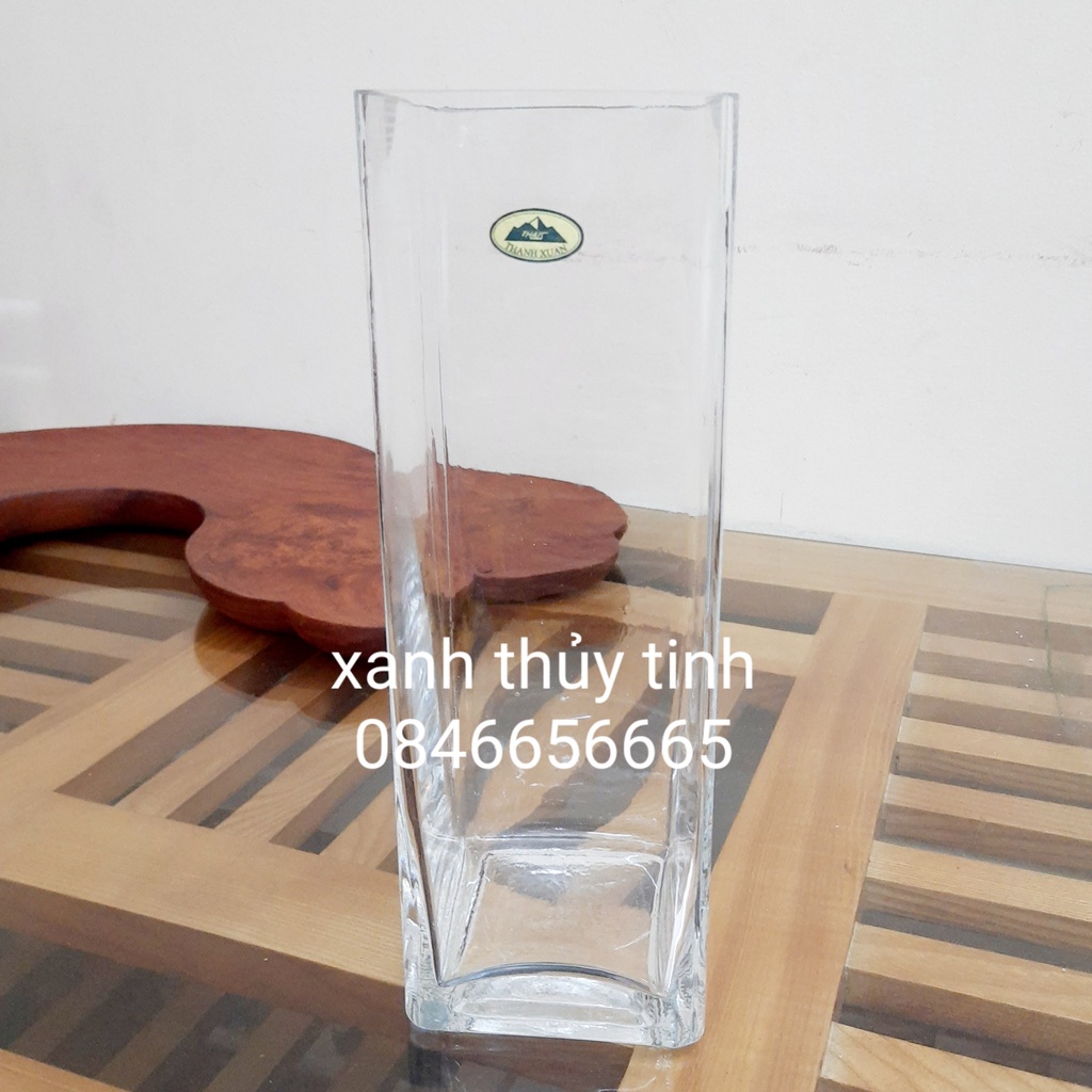 Bình thủy tinh trang trí, cắm hoa trụ vuông 30cm