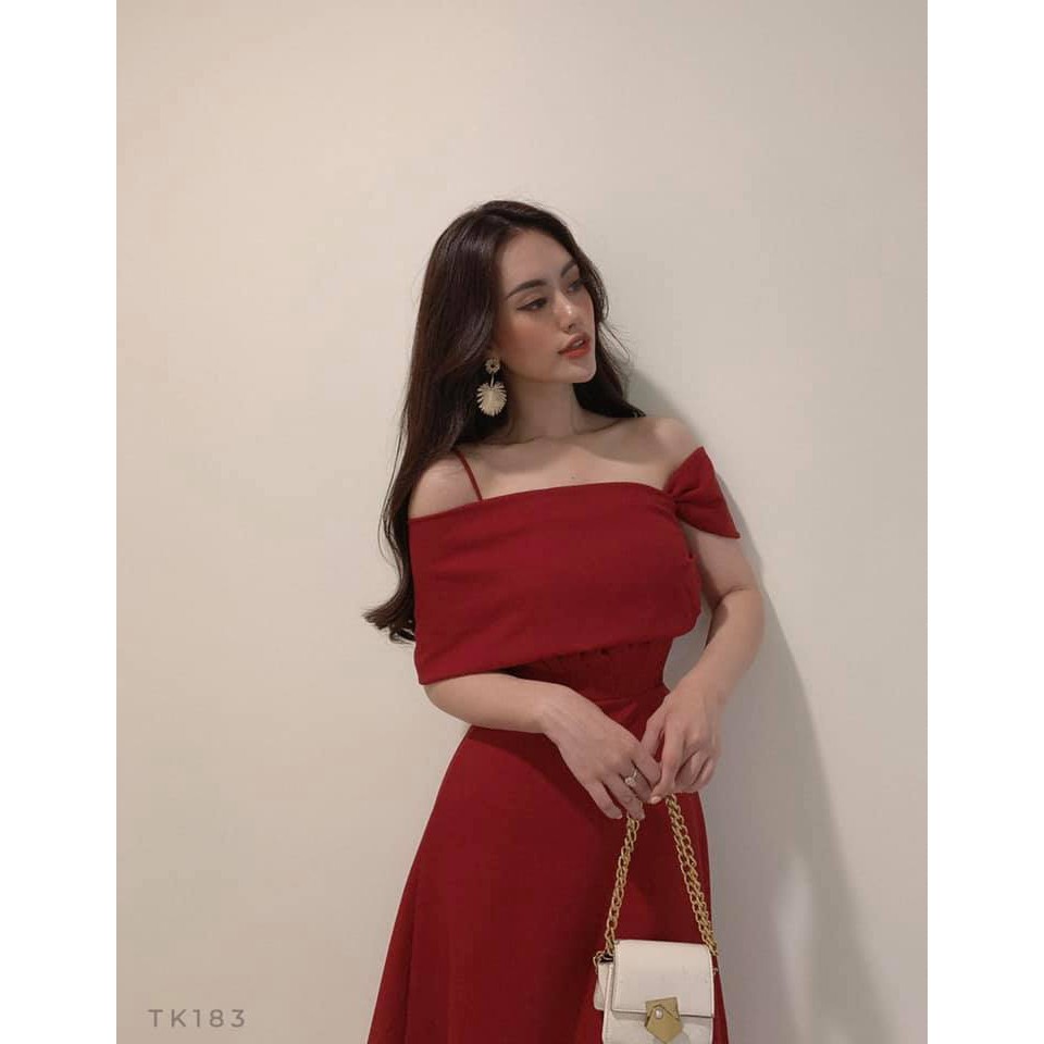 (Hàng y hình, có ảnh thật)
Đầm Lệch Vai Xếp Ly
